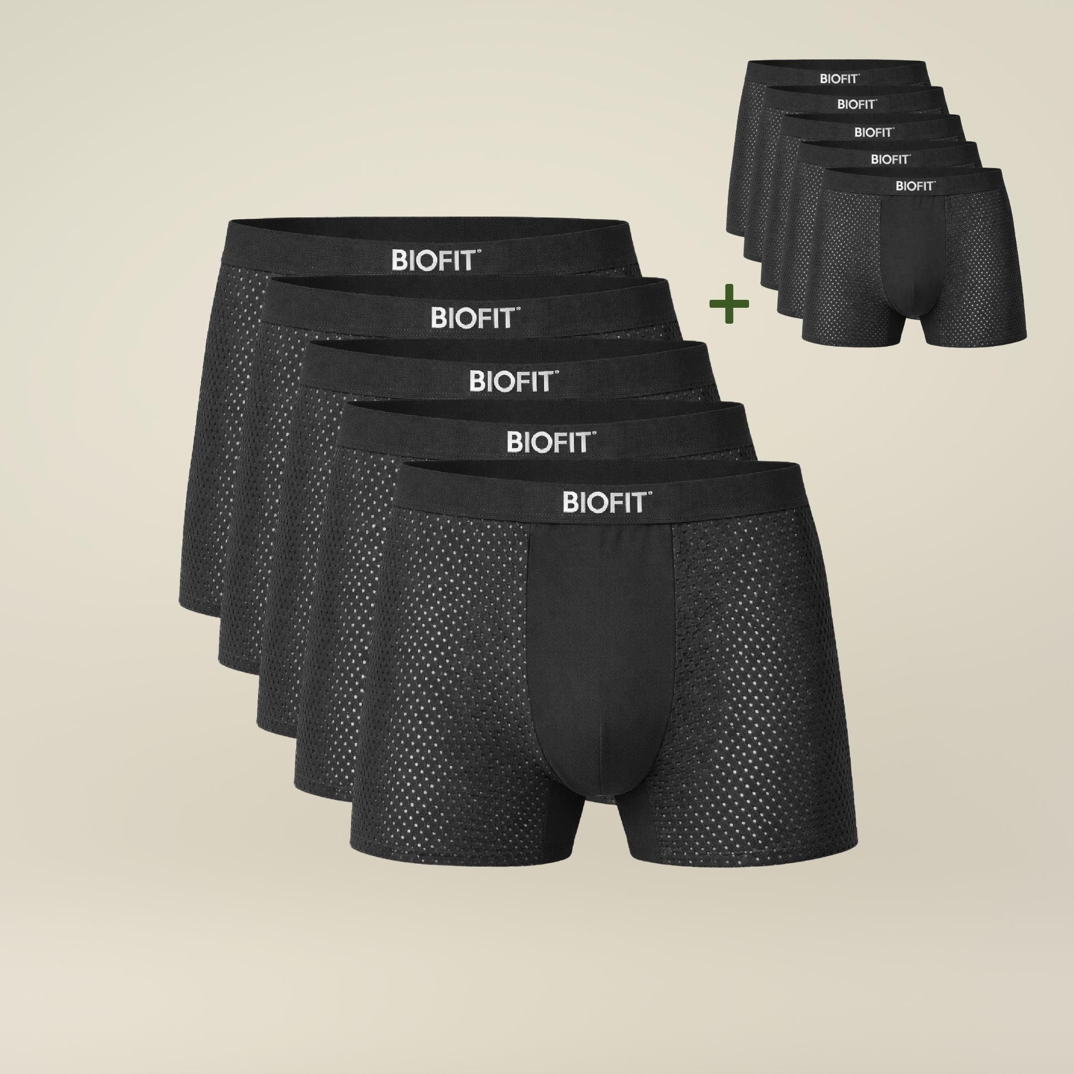 BIOFIT® Essentials Boxer Trunks 5-Pack Black | + 5 FREE