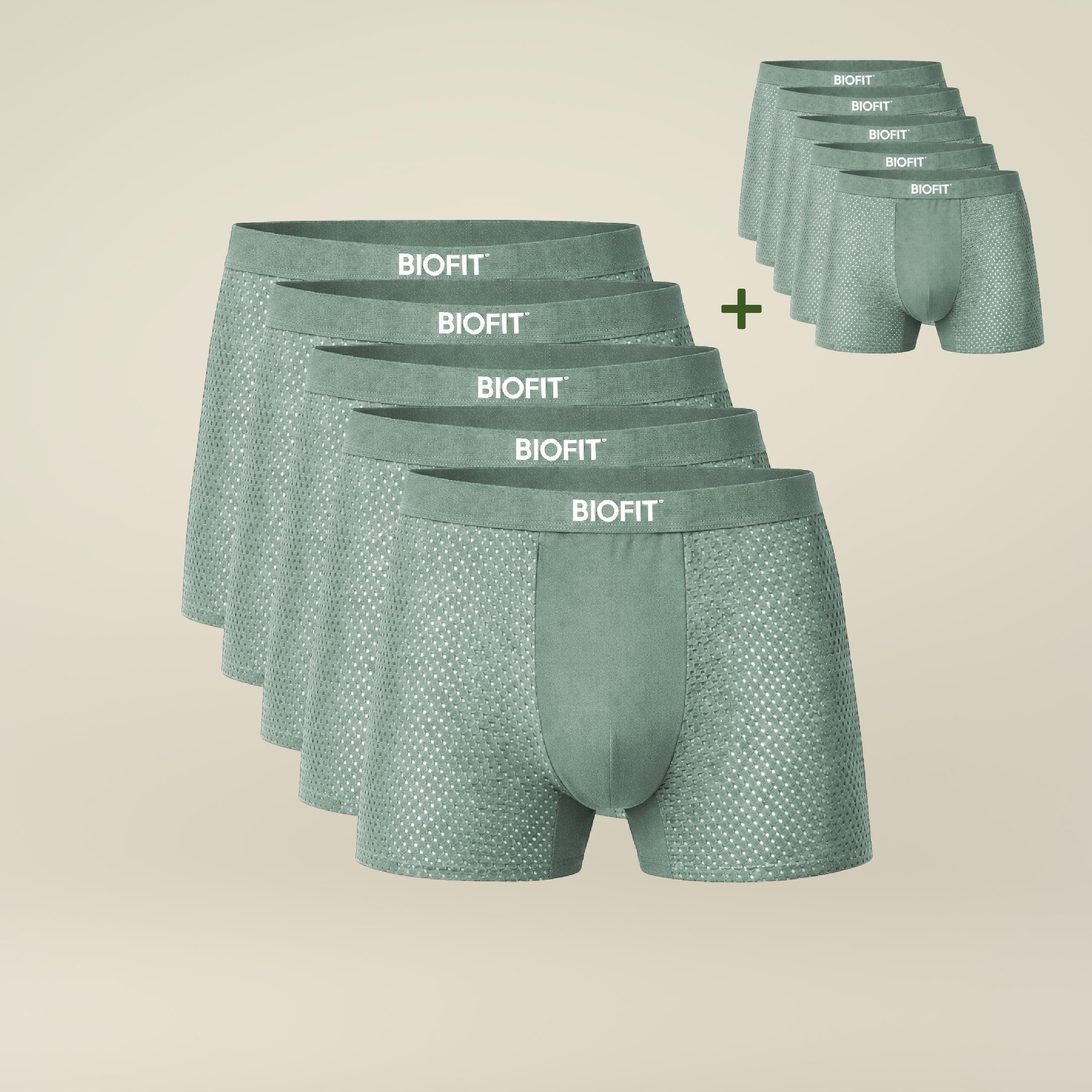 BIOFIT® Essentials Boxer Trunks 5-Pack Green | + 5 FREE – Biofit