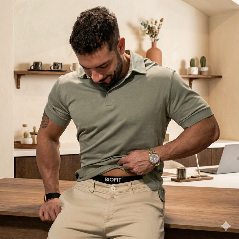 Man adjusting waistband